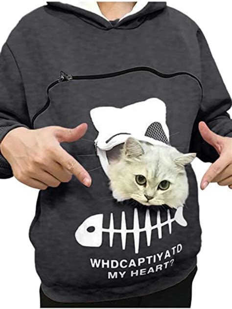 sweatshirt with a cat pouch|hoodie that holds a cat.